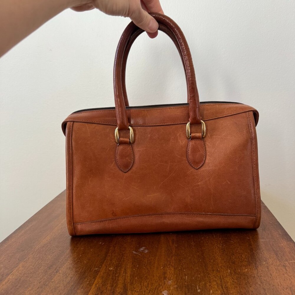 French Company Vintage Brown Leather Bag No Shoulder Strap